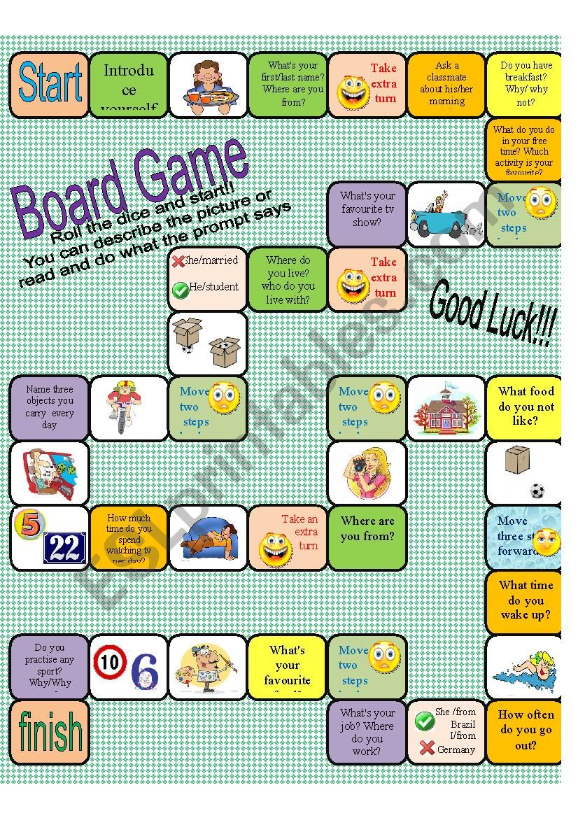 Board Game Basic Adult Learners ESL Worksheet By Mandrea1111