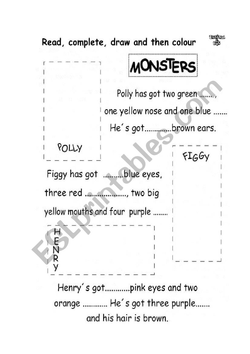 My monster worksheet