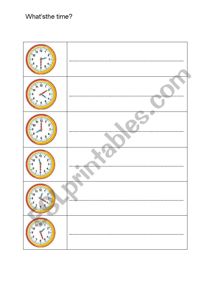 Whats the time? worksheet