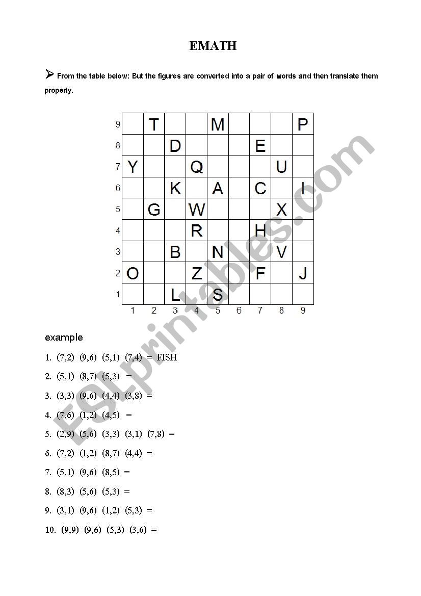 Emath worksheet