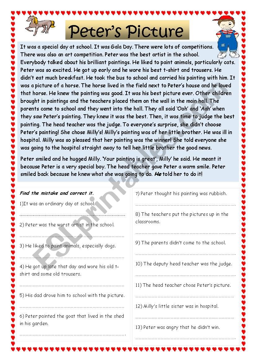 Peter´s Picture - ESL worksheet by cunliffe