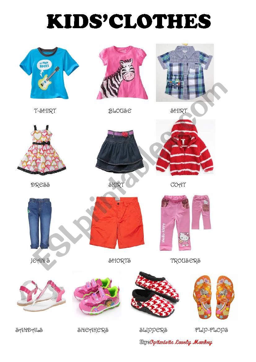 Kid´s Clothes - ESL worksheet by myufunny