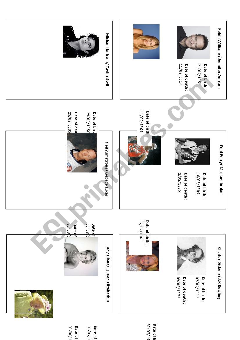 ID cards - Celebrities  worksheet