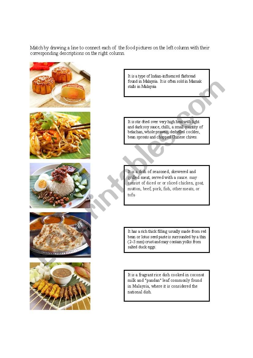 Culture- food - Malaysian  worksheet
