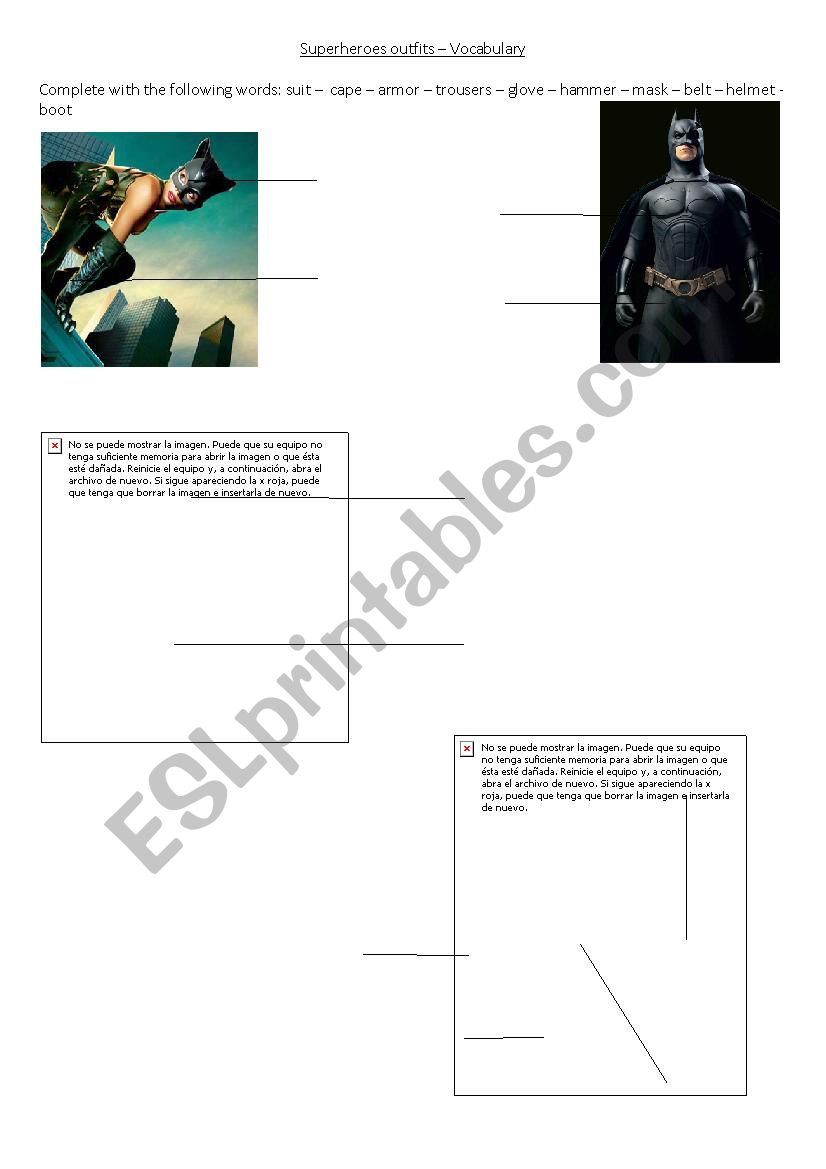 Superheroes worksheet