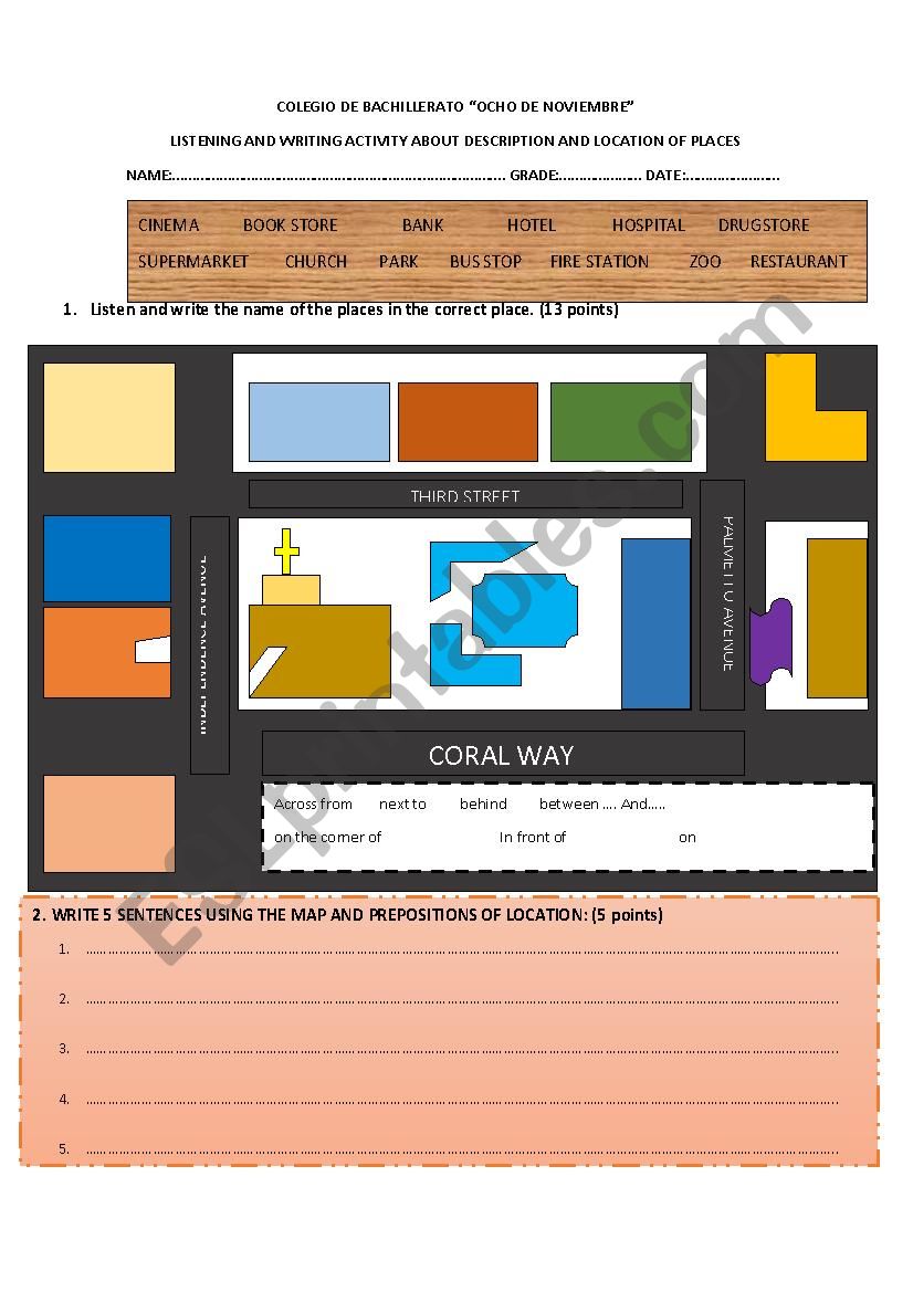 preposition of Location  worksheet