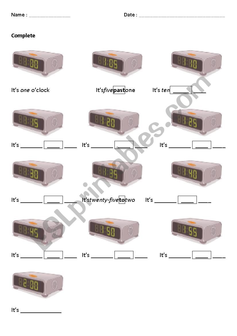 What time is it ? worksheet