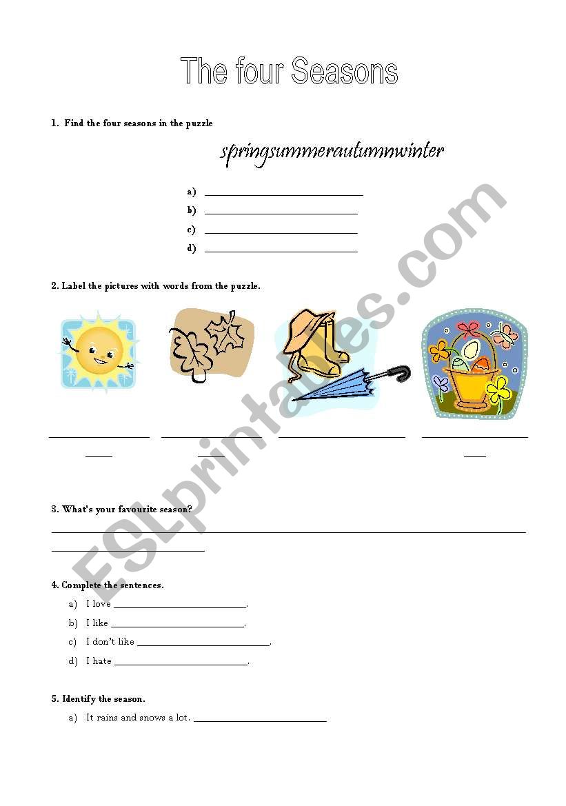 Seasons worksheet