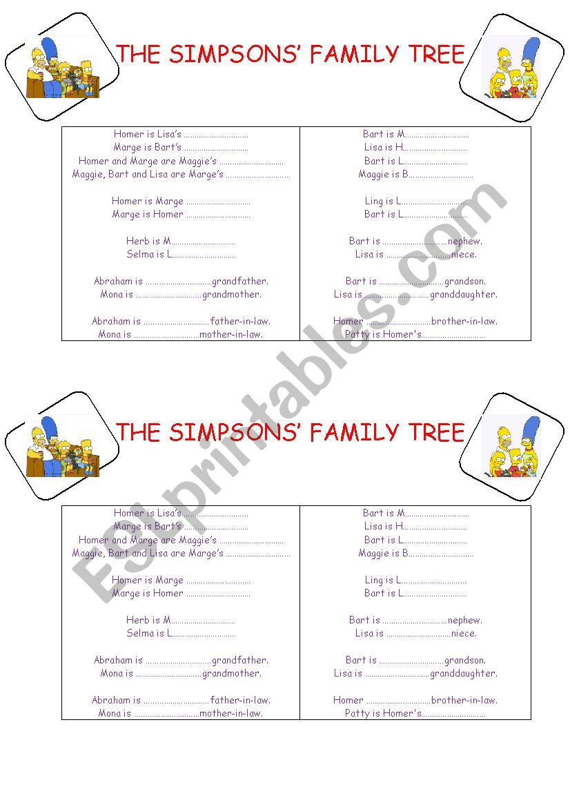 The Simpsonss family tree - Exercice 2/3
