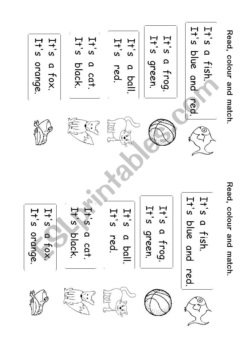 Read, color and match worksheet