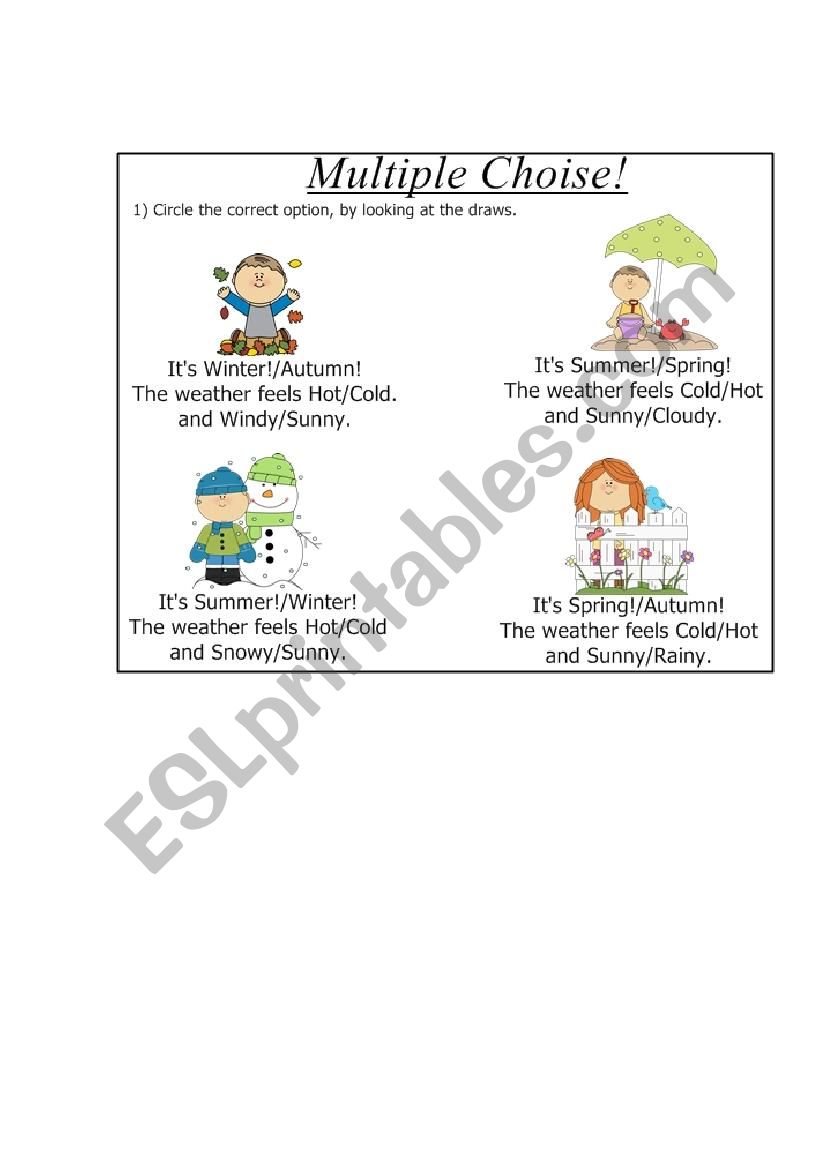 Multiple Choise (Seasons and Weather)