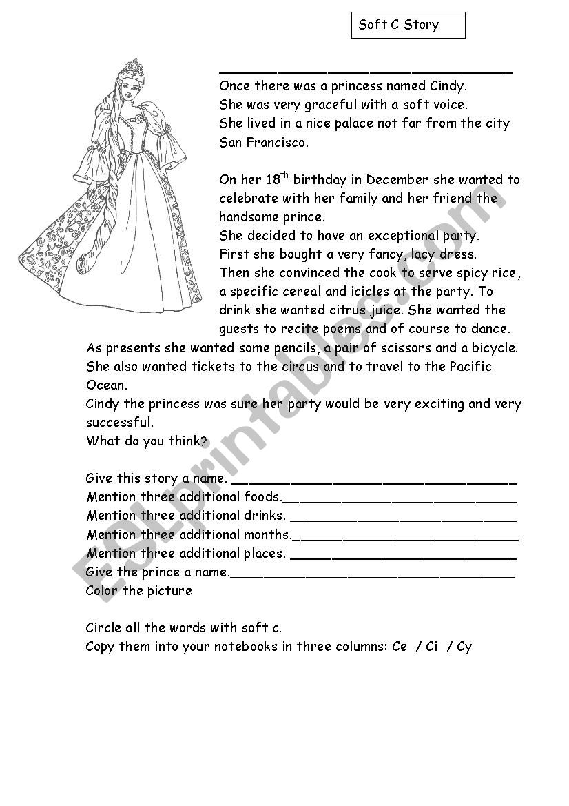 Soft C Story worksheet