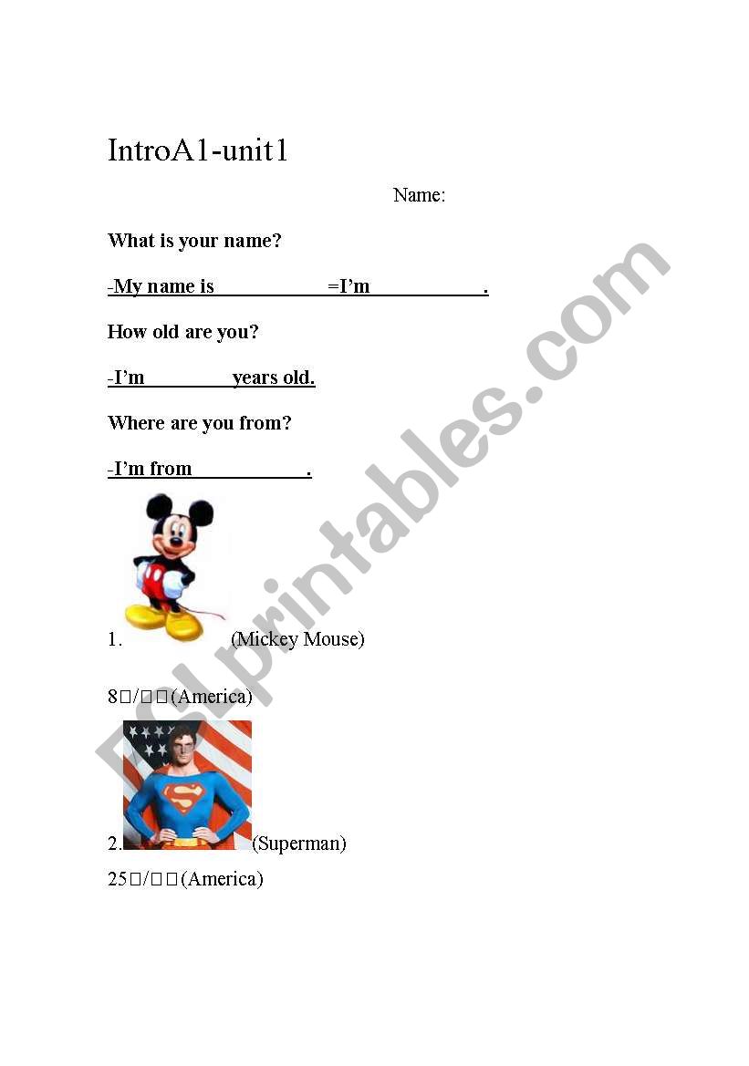 Whats your name? worksheet