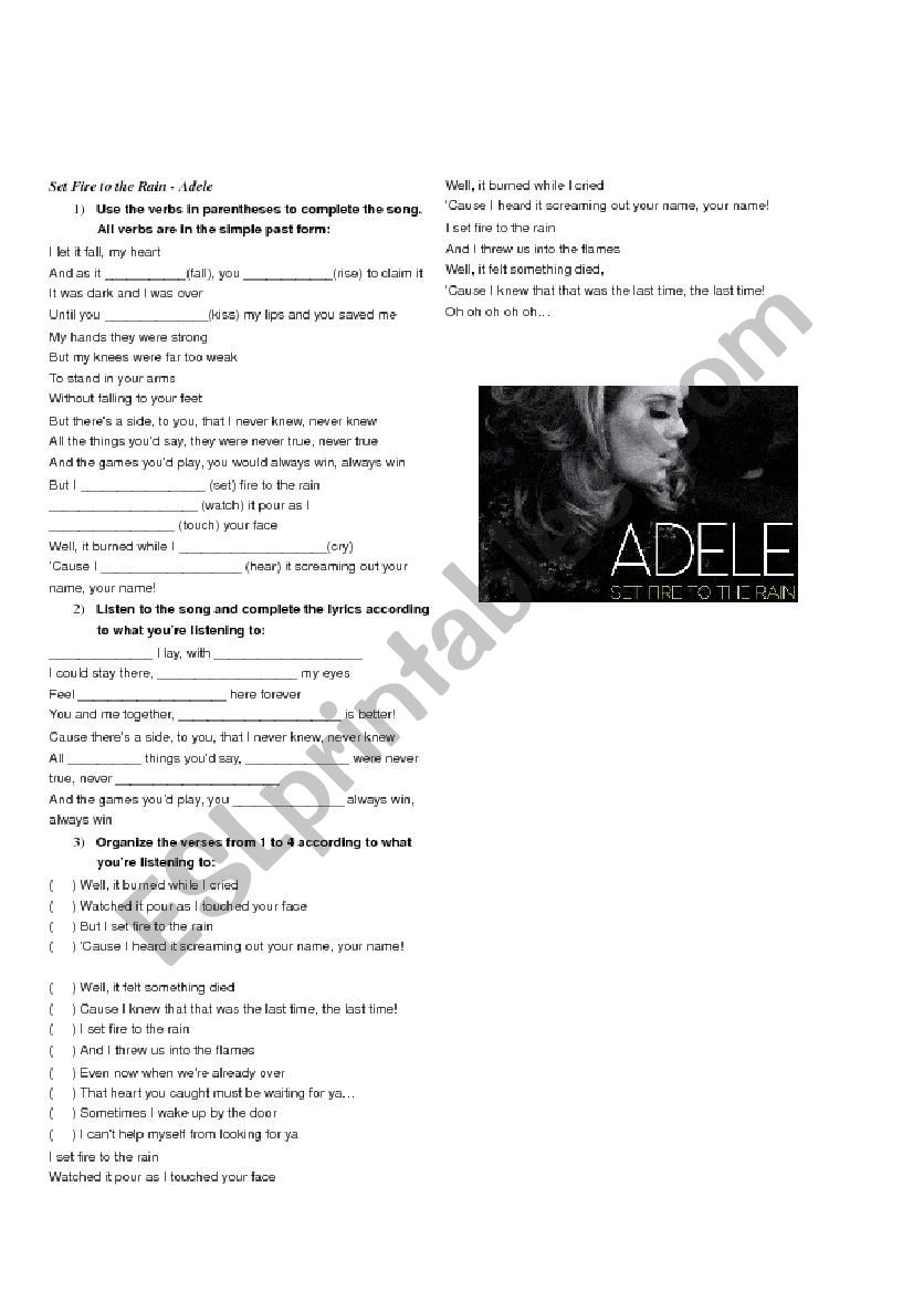Song Adele worksheet