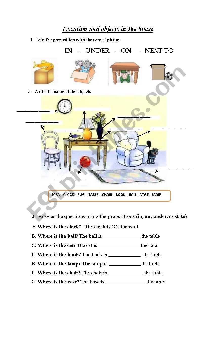 Objects In The House Esl Worksheet By Nosita