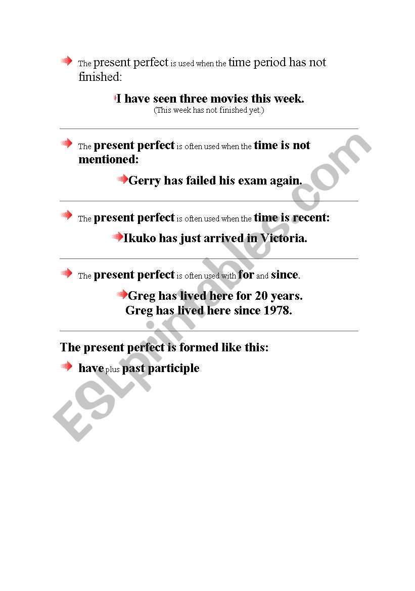 Present Perfect worksheet