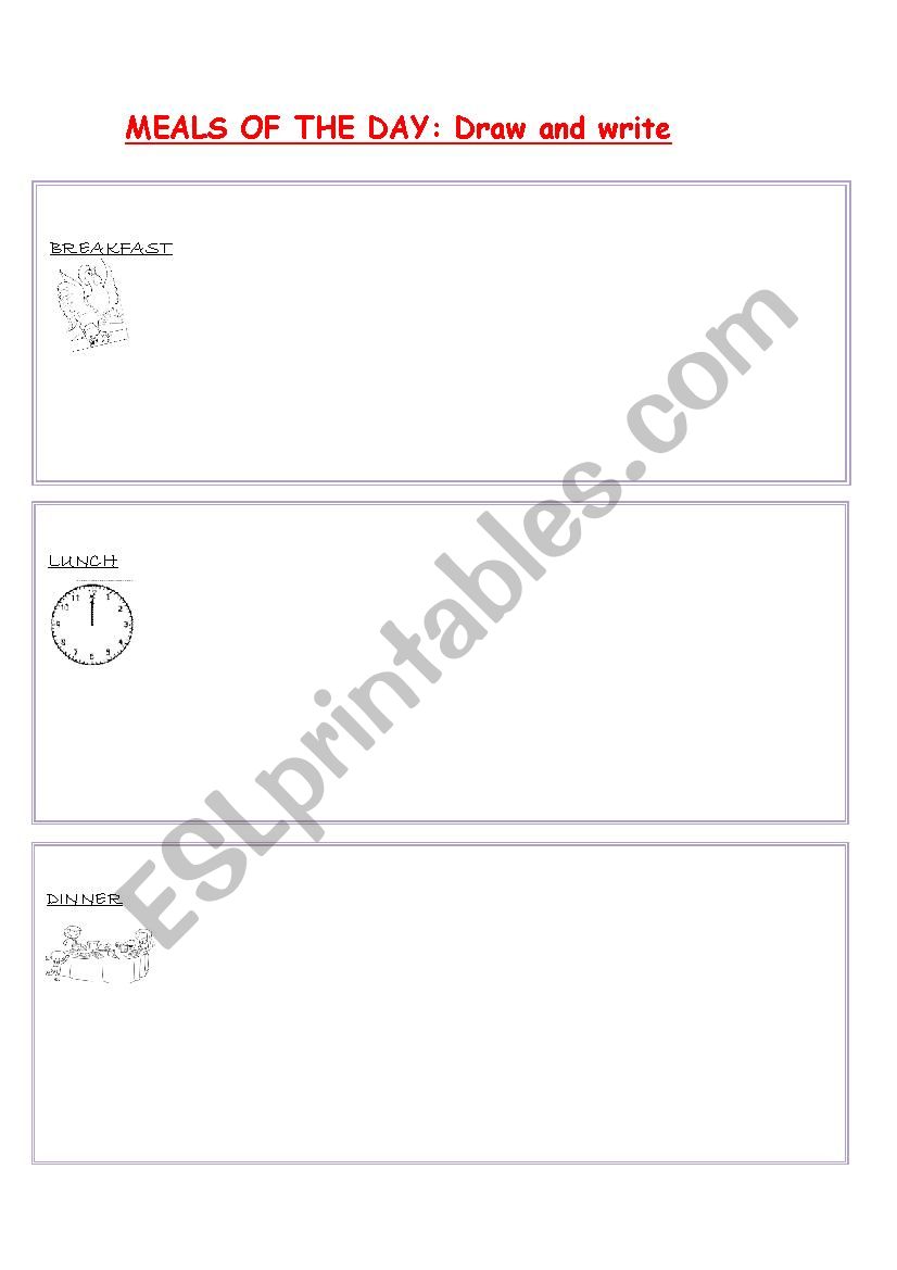 Meals of the day worksheet