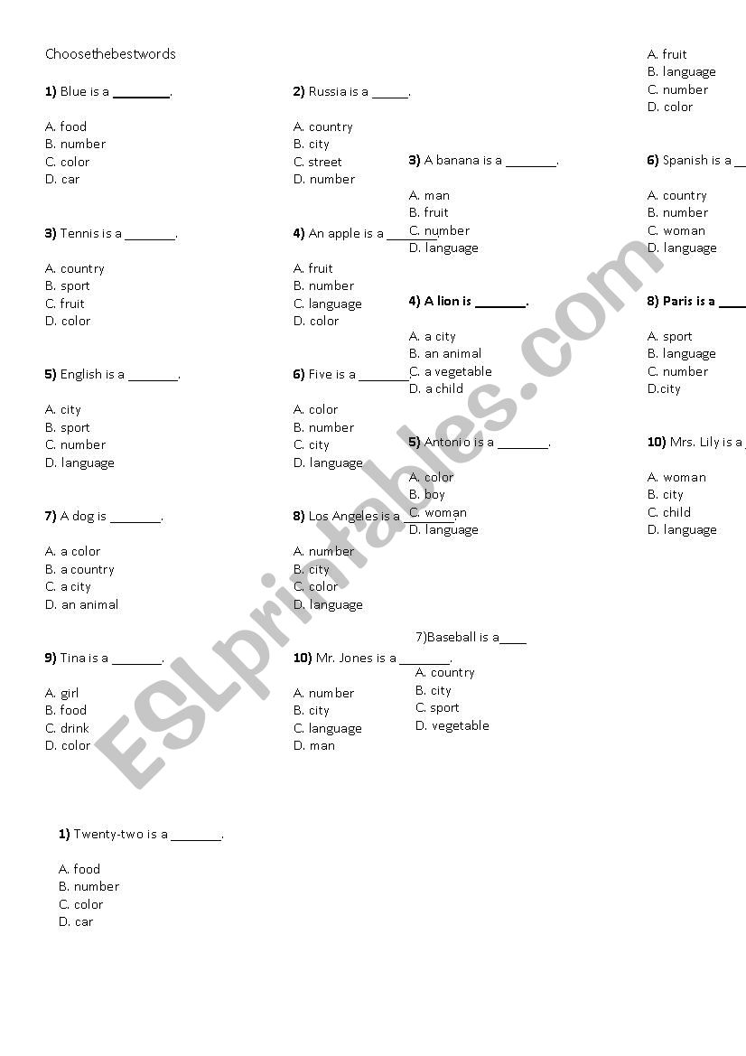 vocabulary esl worksheet by babylys