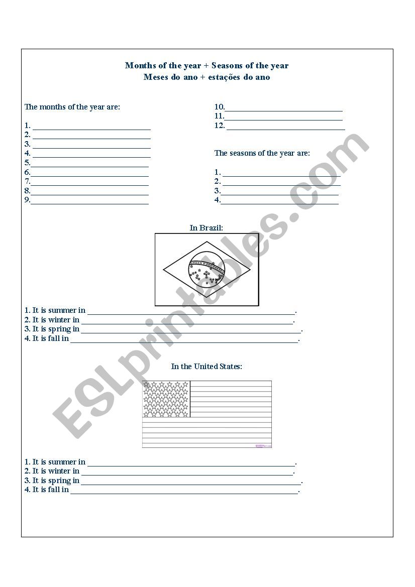 Months and seasons worksheet