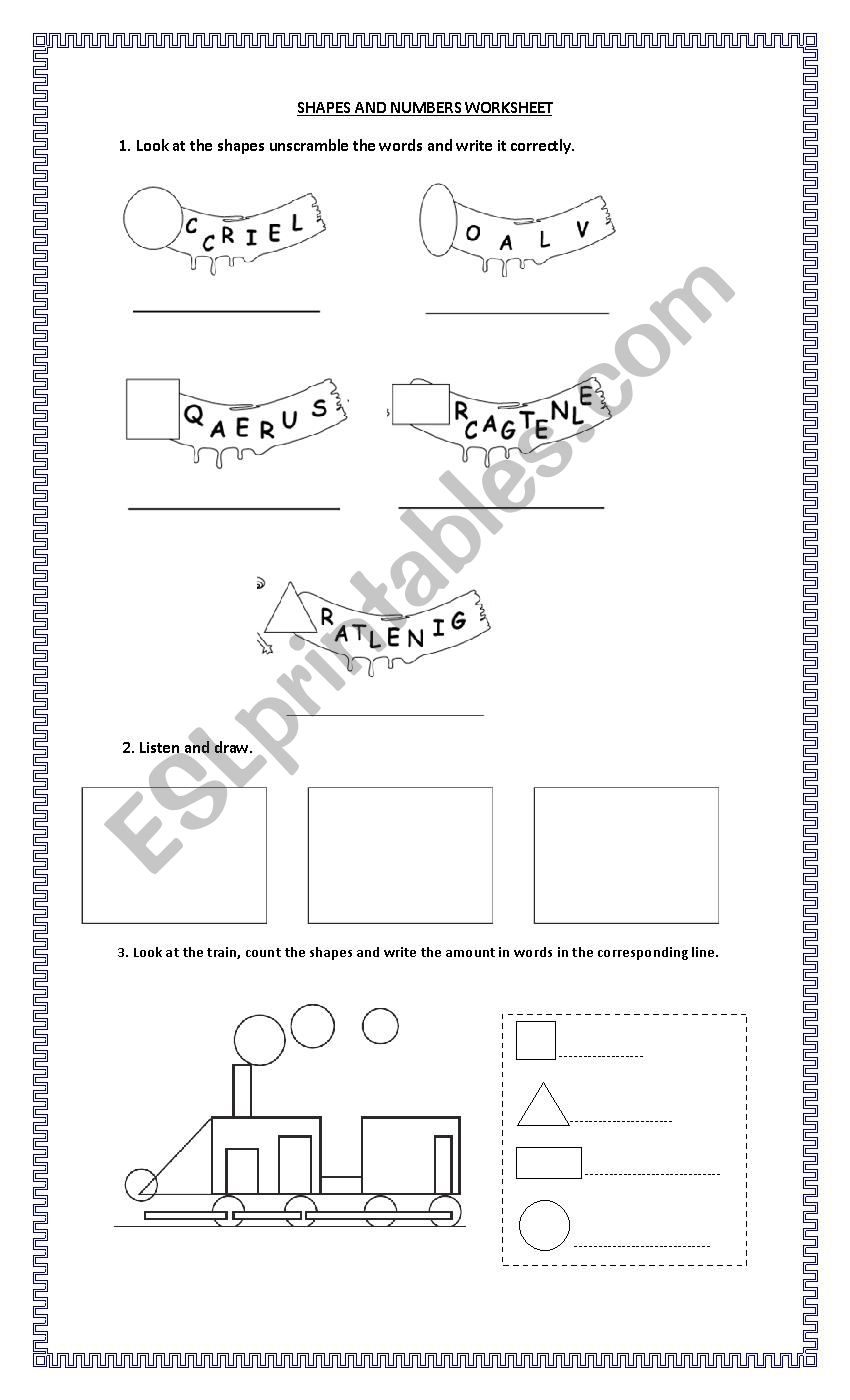 Shapes and numbers worksheet