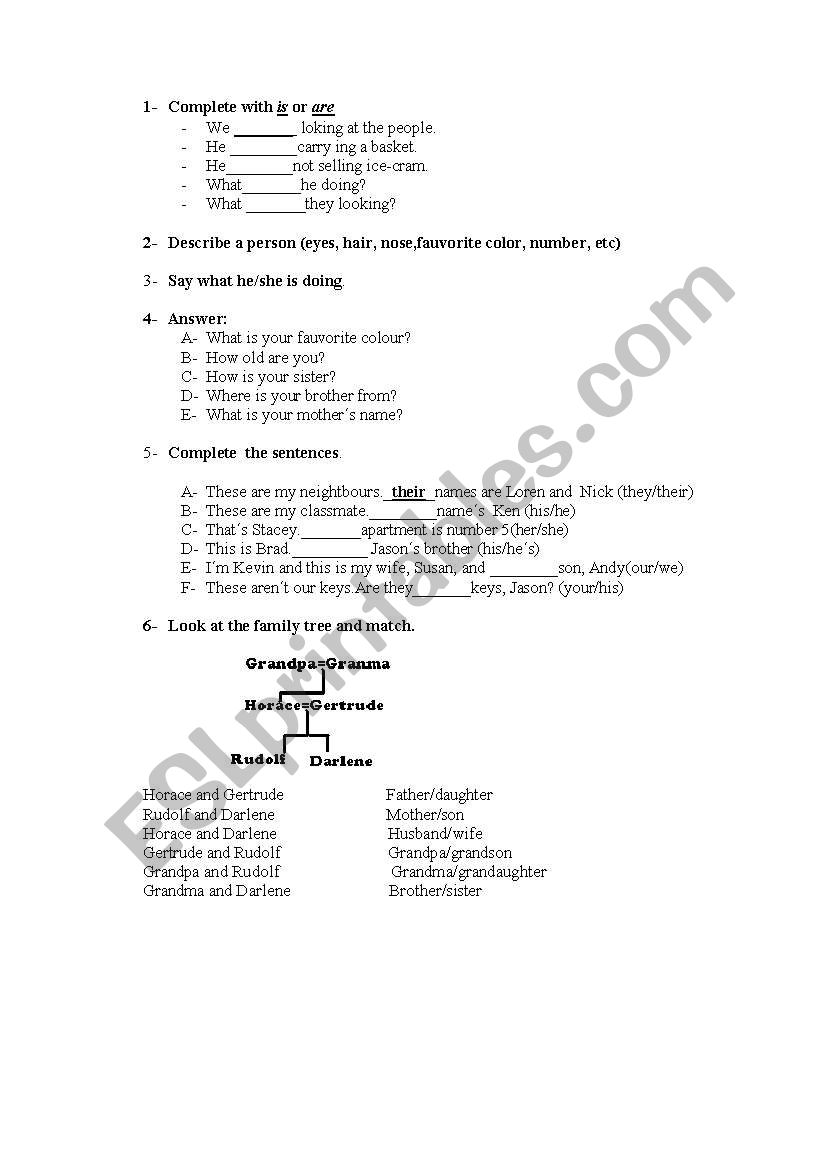 Verb to be worksheet