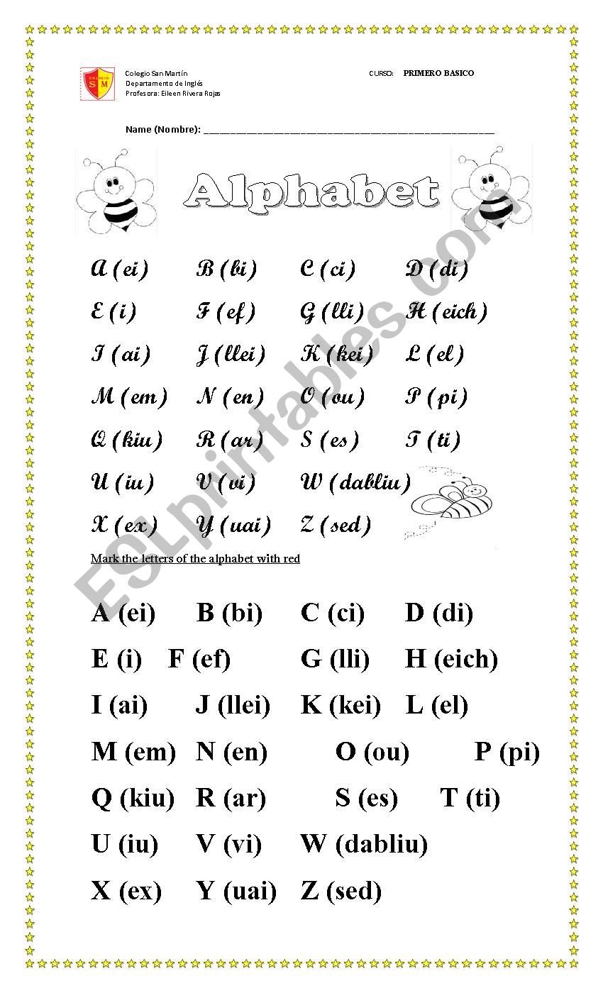 ALPHABET SOUNDS ESL Worksheet By Eileen Rivera