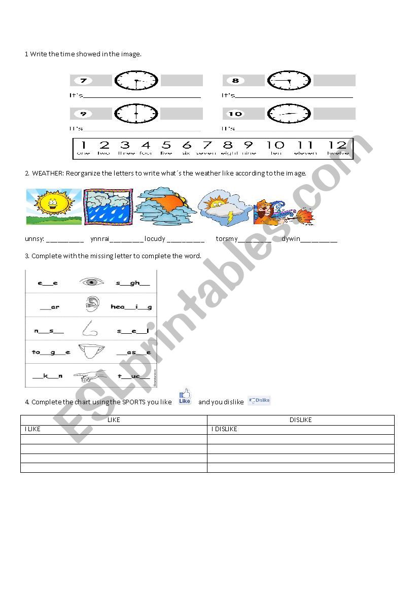 weather, clock and like and dislike