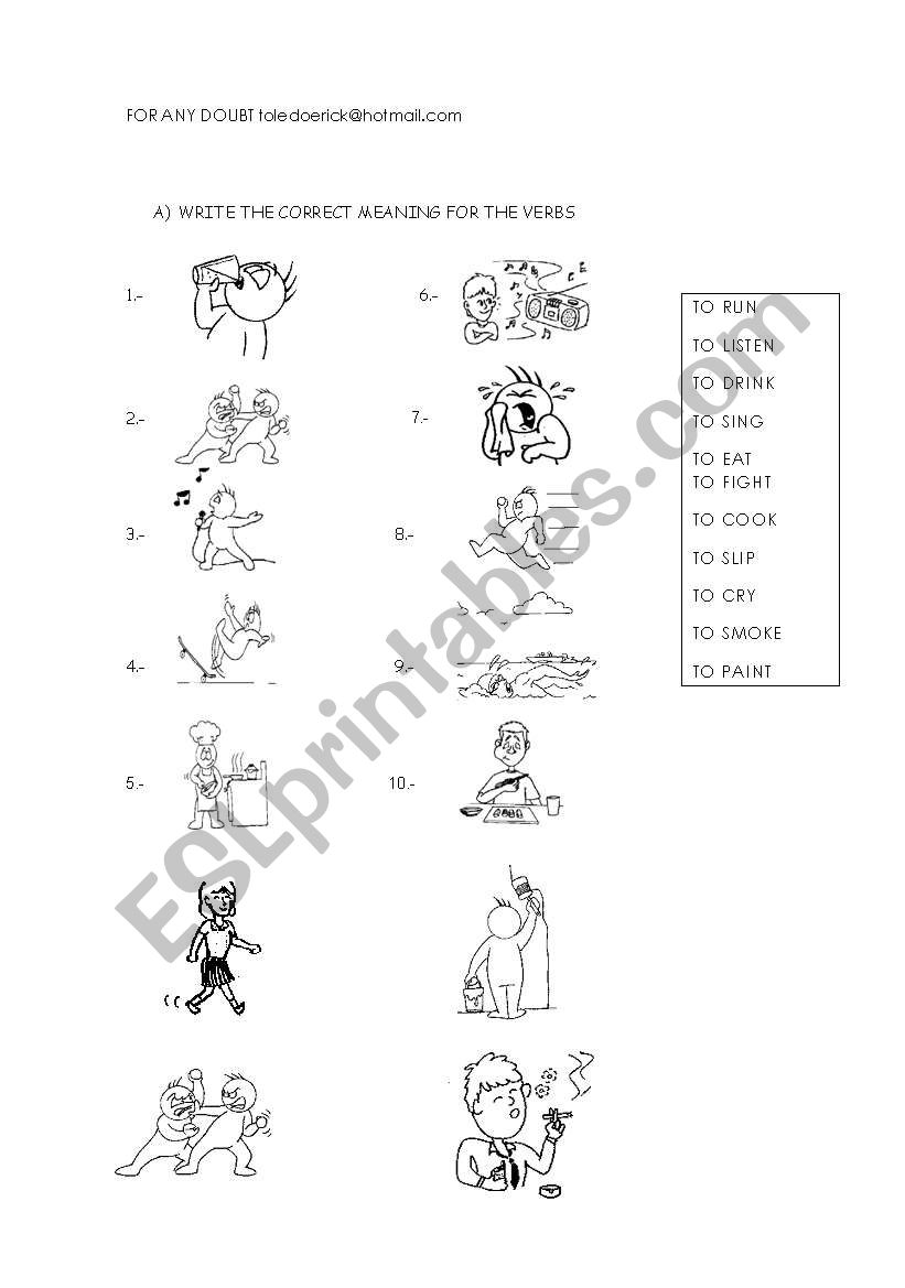 VERBS worksheet