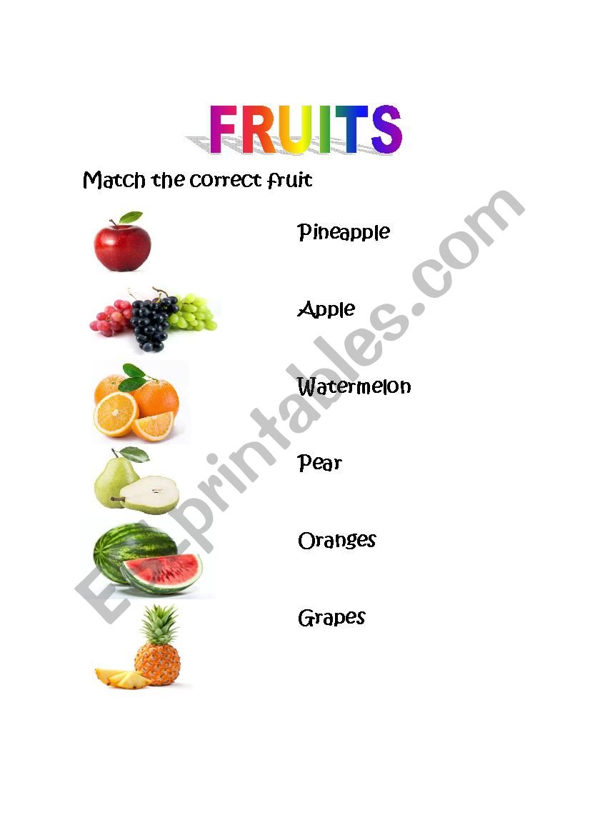 Fruits worksheet