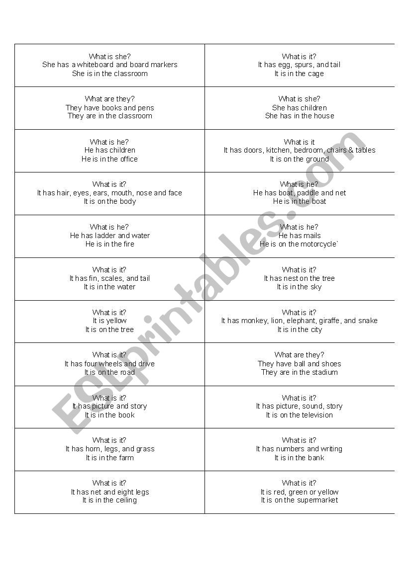 English Guessing Jobs Game worksheet