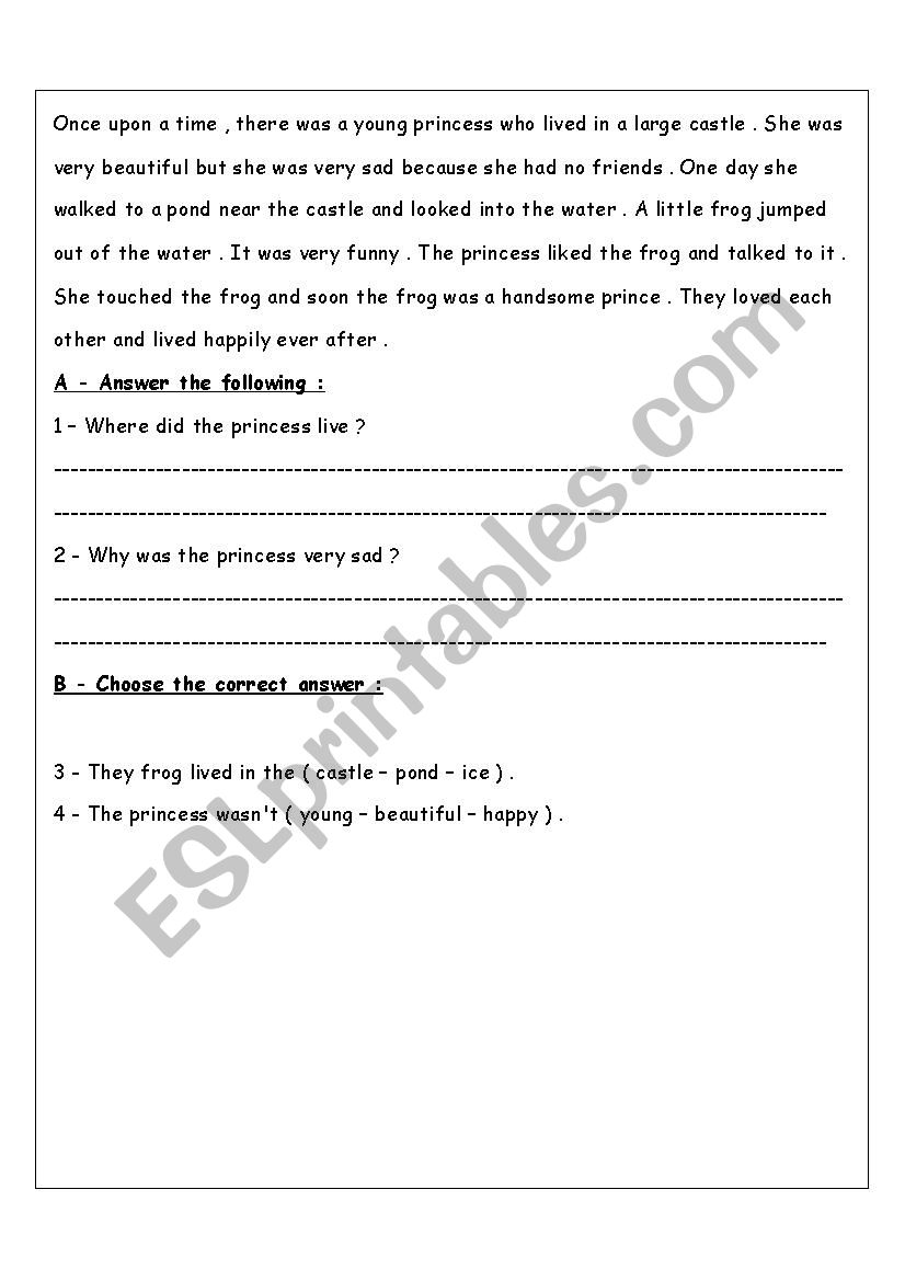 comprehension worksheet