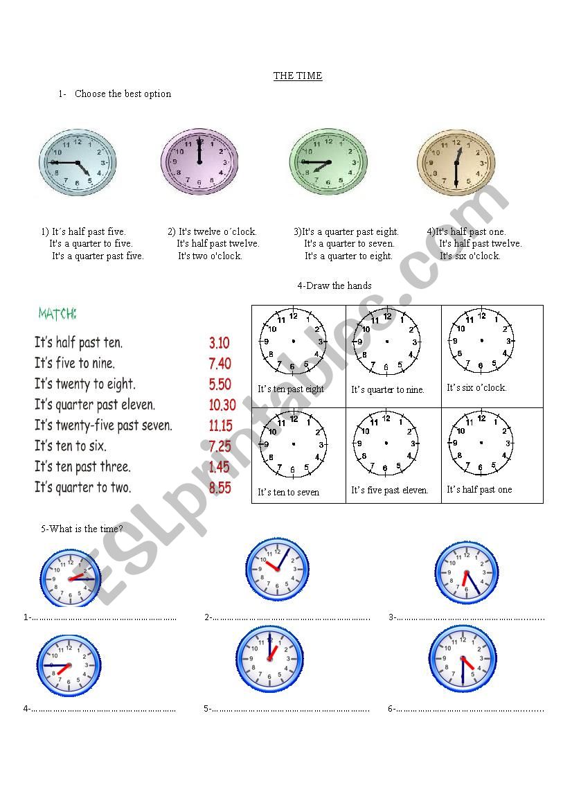 the time esl worksheet by feernanda