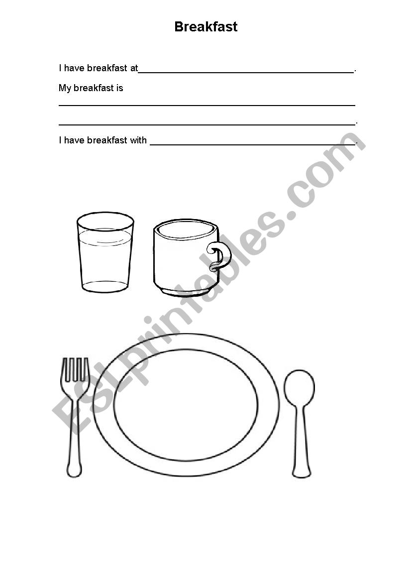 Breakfast for kids worksheet