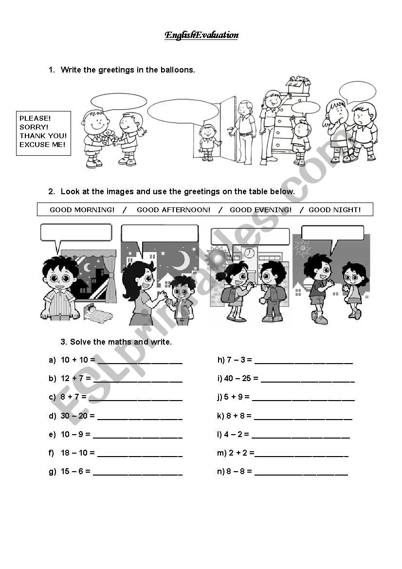 Evaluation - ESL worksheet by cmm5