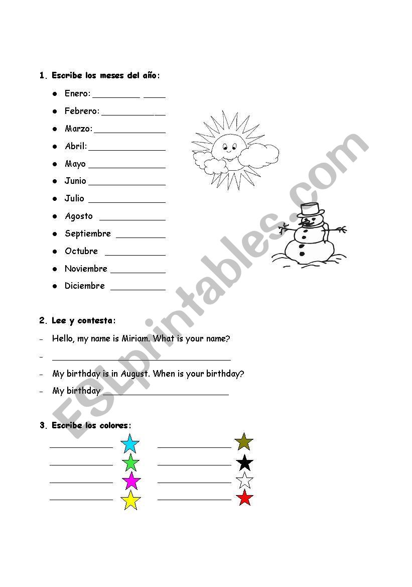 seasons and colours worksheet