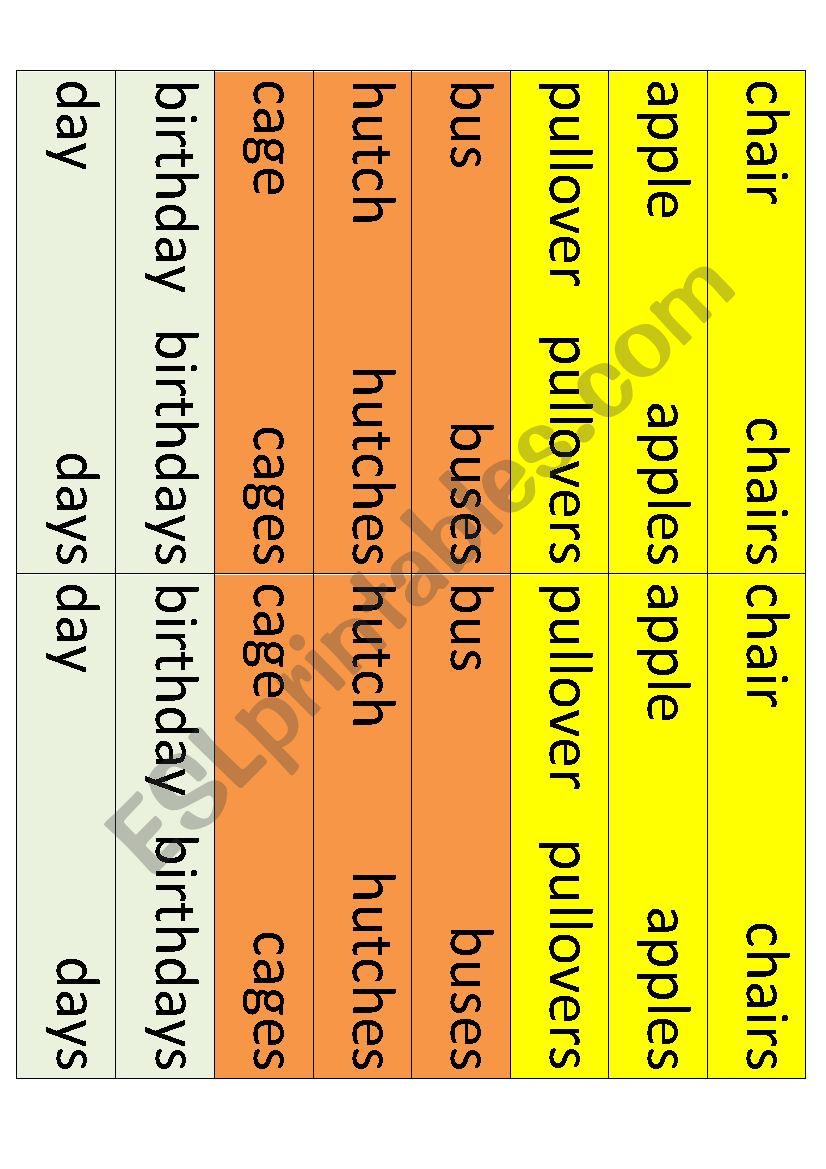 Plural puzzle worksheet