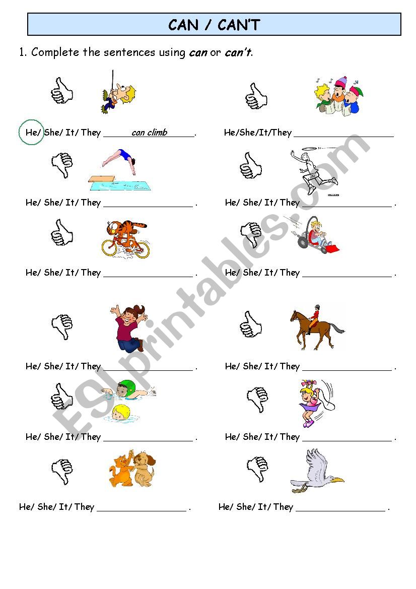 Can/can´t - ESL worksheet by kocur35