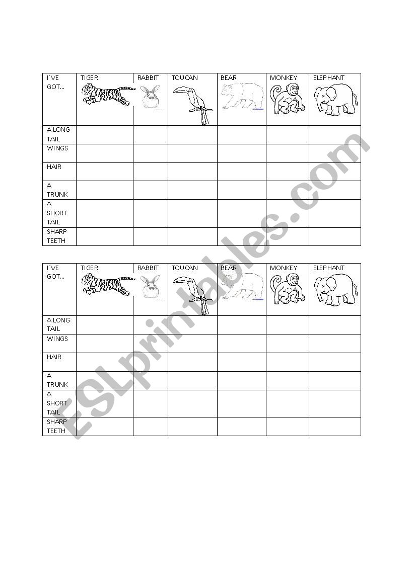 Animal´s Description - ESL worksheet by SilComachi