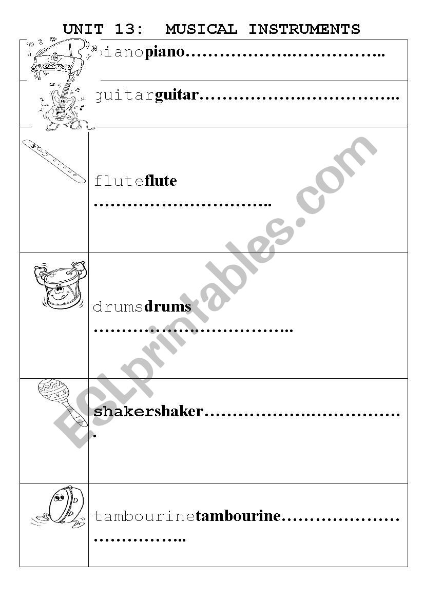 Musical Instruments worksheet