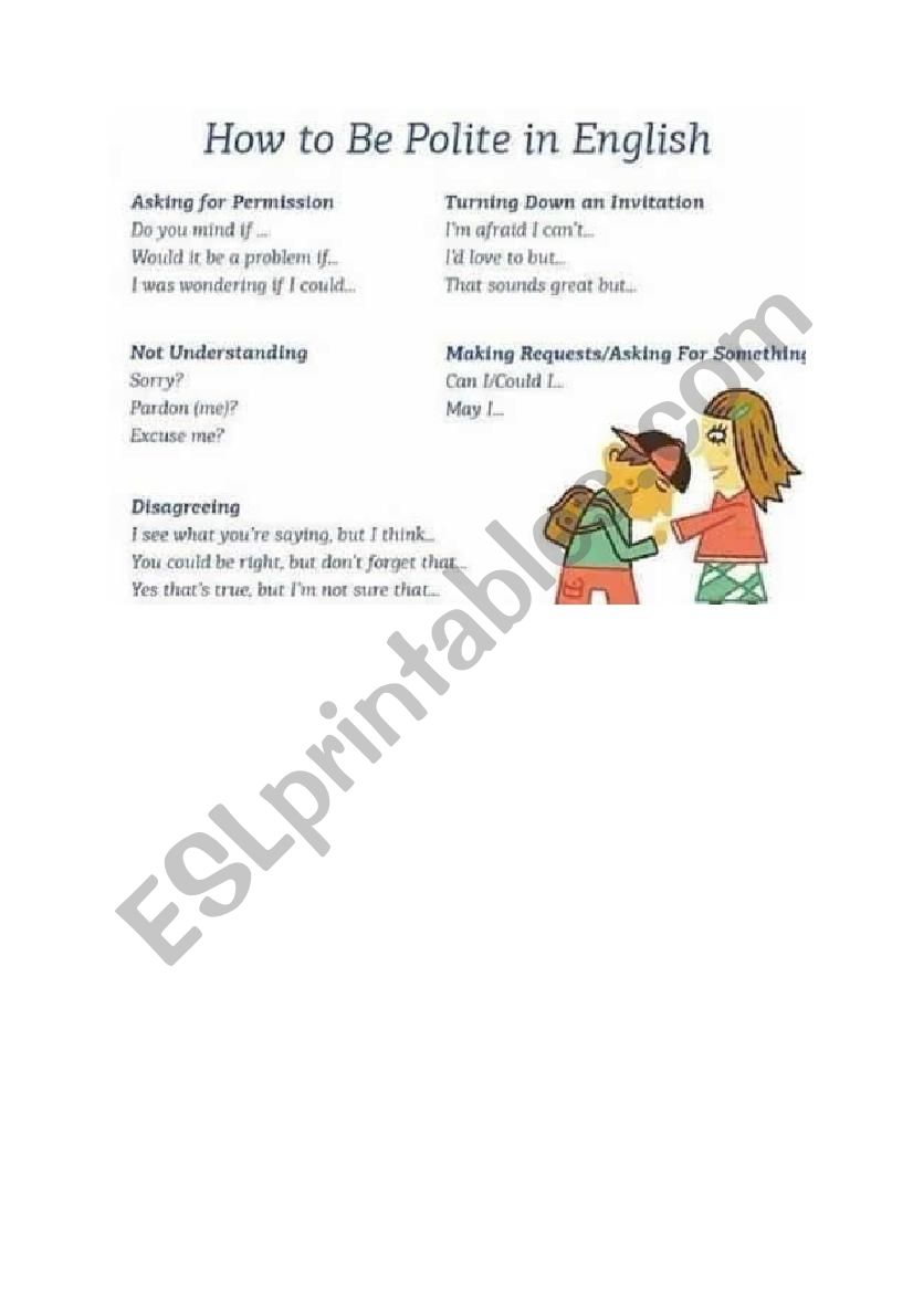 how to be polite - ESL worksheet by bella sou