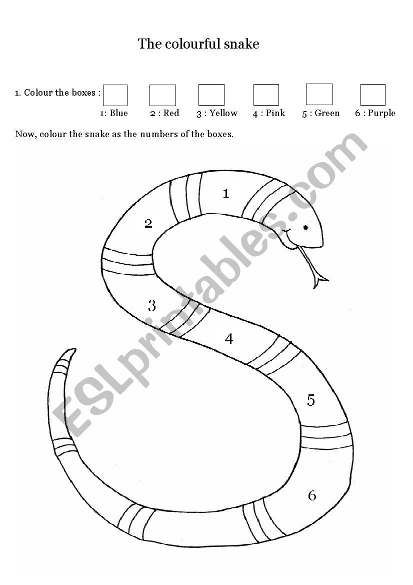 The colourful snake worksheet