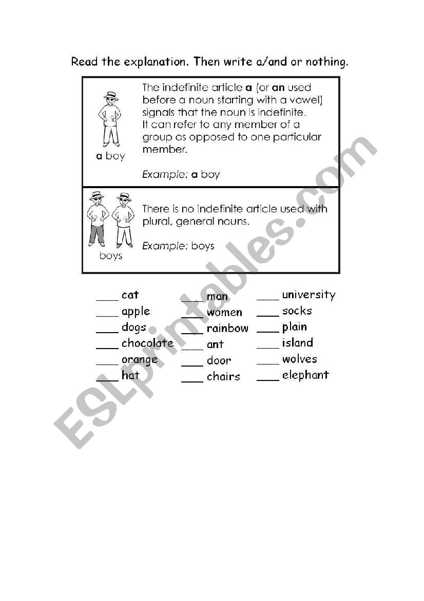 A/AN worksheet