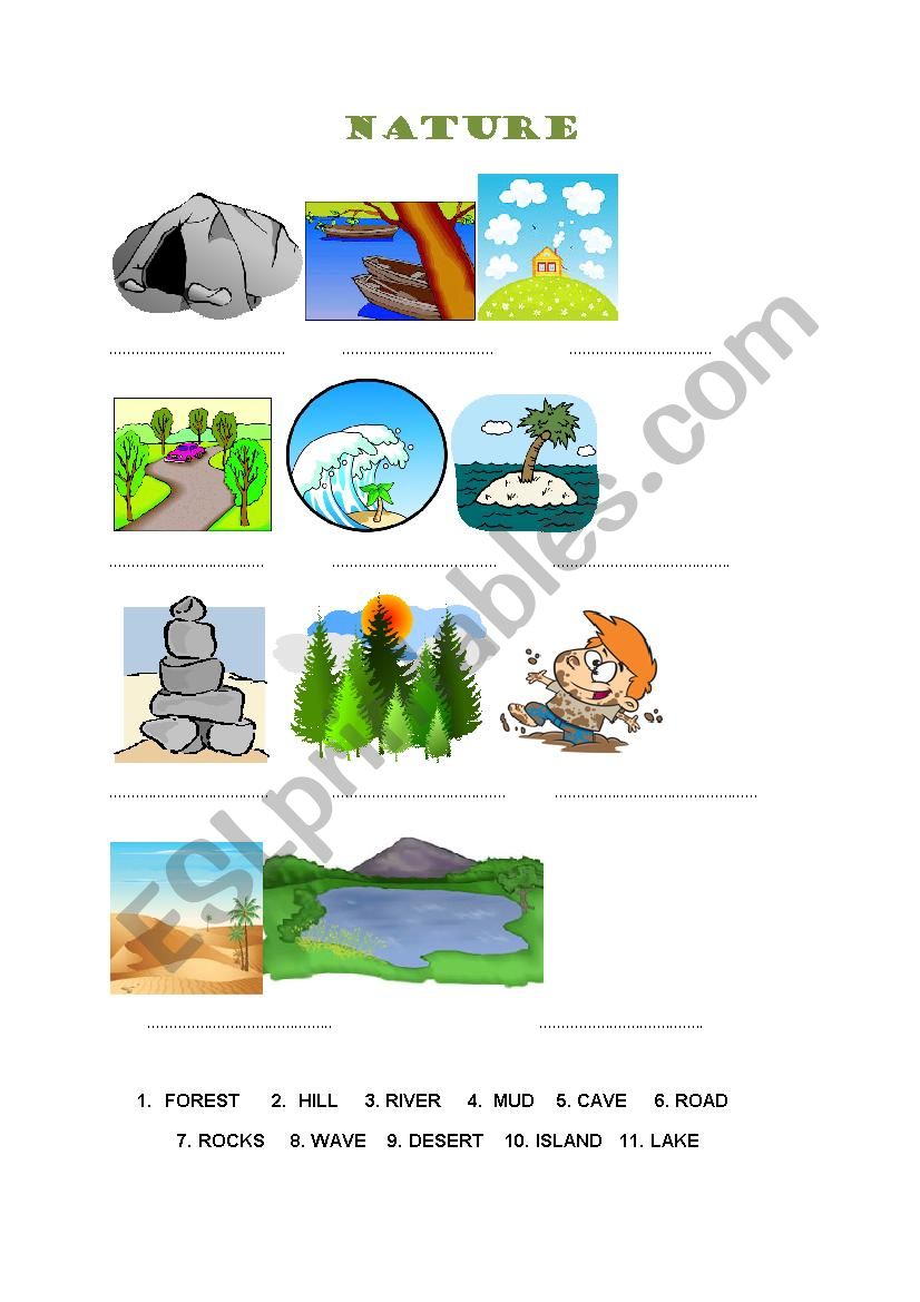 nature vocabulary esl worksheet by kocur35