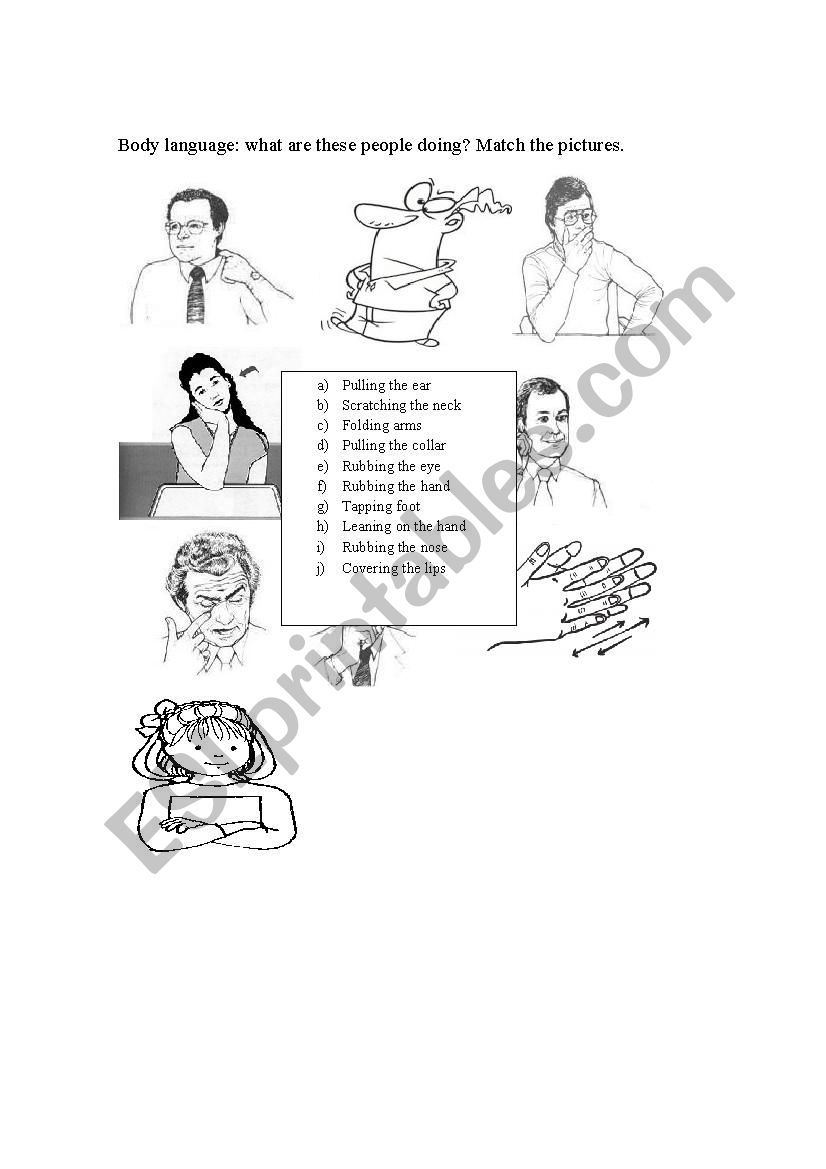 Body Language Worksheets Printable Free
