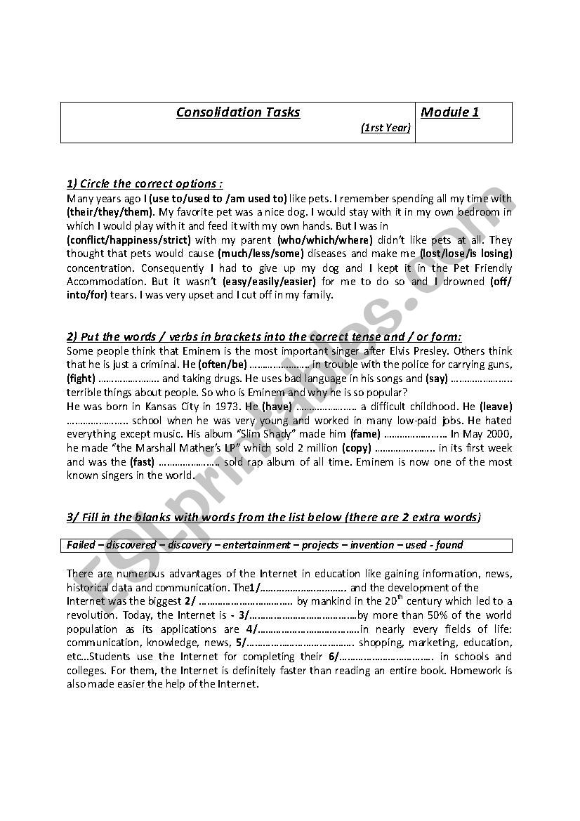 consolidation activities worksheet