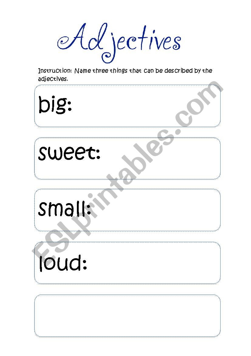 Adjectives worksheet