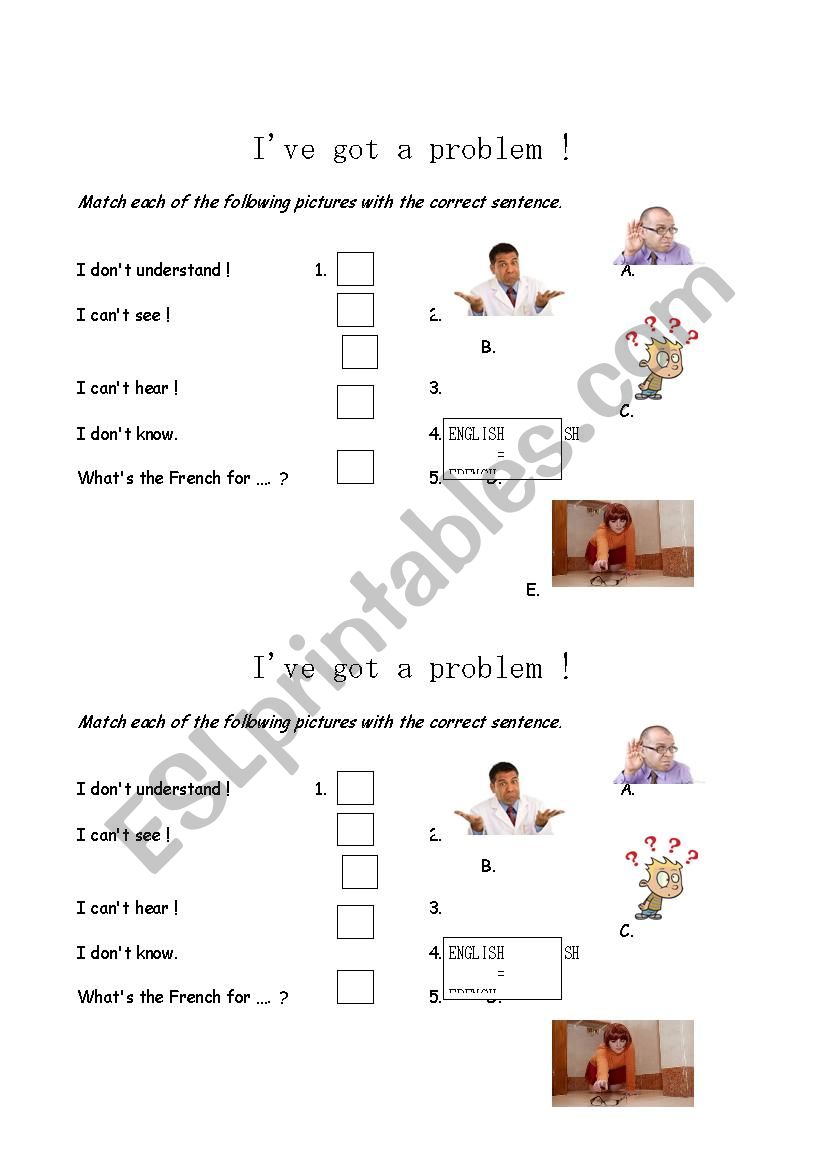 I have got a problem ! worksheet