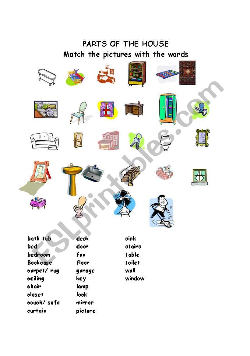 parts of the house worksheet