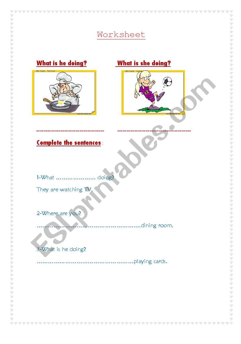 present continuous worksheet