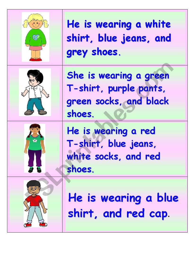 What´s he/she wearing? - ESL worksheet by bluedestiny